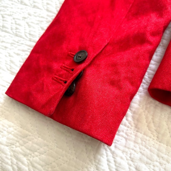 J Crew Schoolboy Blazer Red Sz 6 Tall 38985 Rayon Metallic Herringbone - Picture 6 of 15